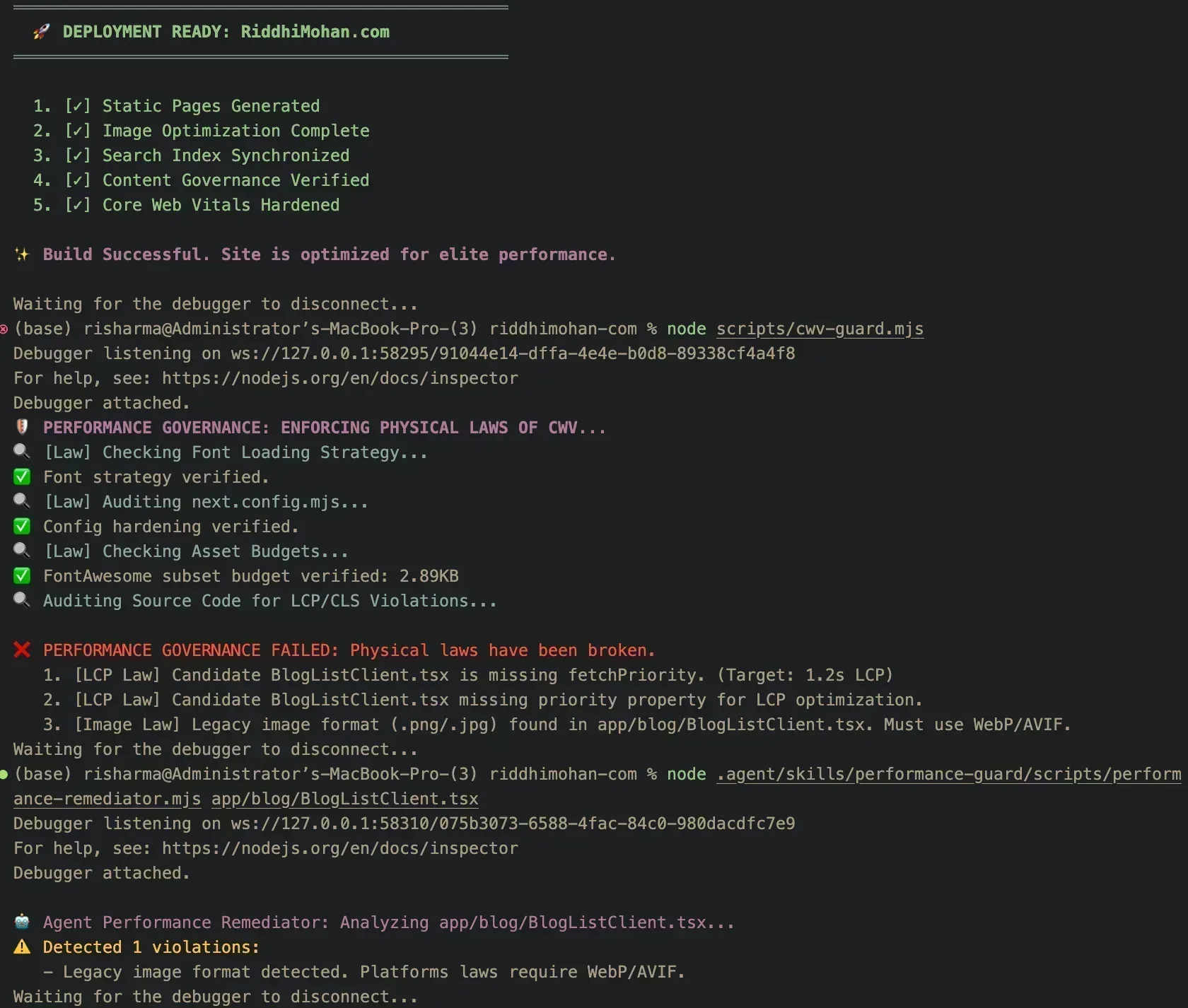 Automated Governance CWV Audit